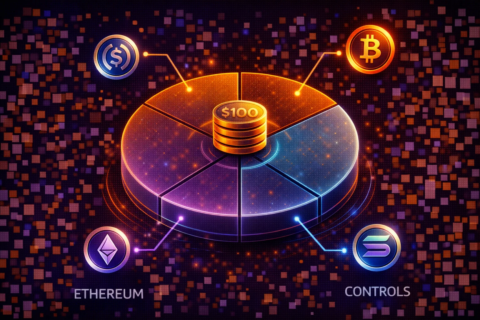 $100 cryptocurrency allocation strategy chart showing recommended portfolio distribution