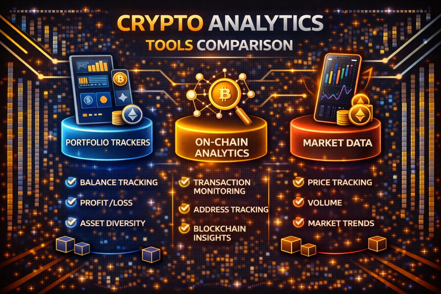 Crypto analytics tools comparison showing data analysis capabilities