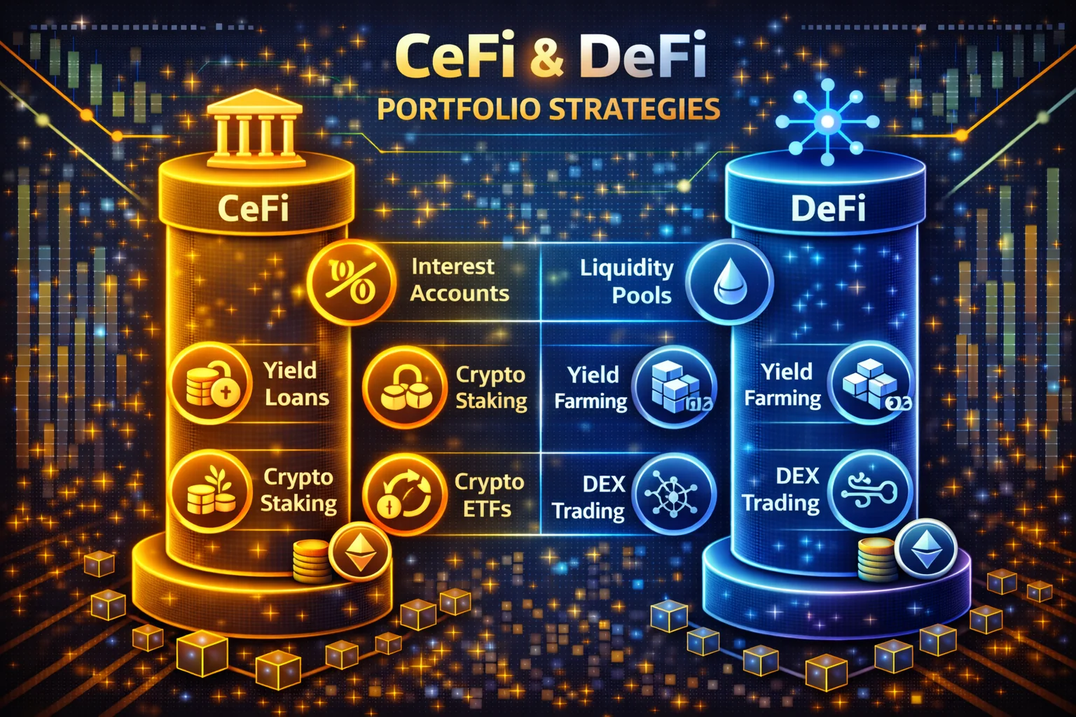 Portfolio allocation strategies combining centralised platforms and decentralised services protocols approaches