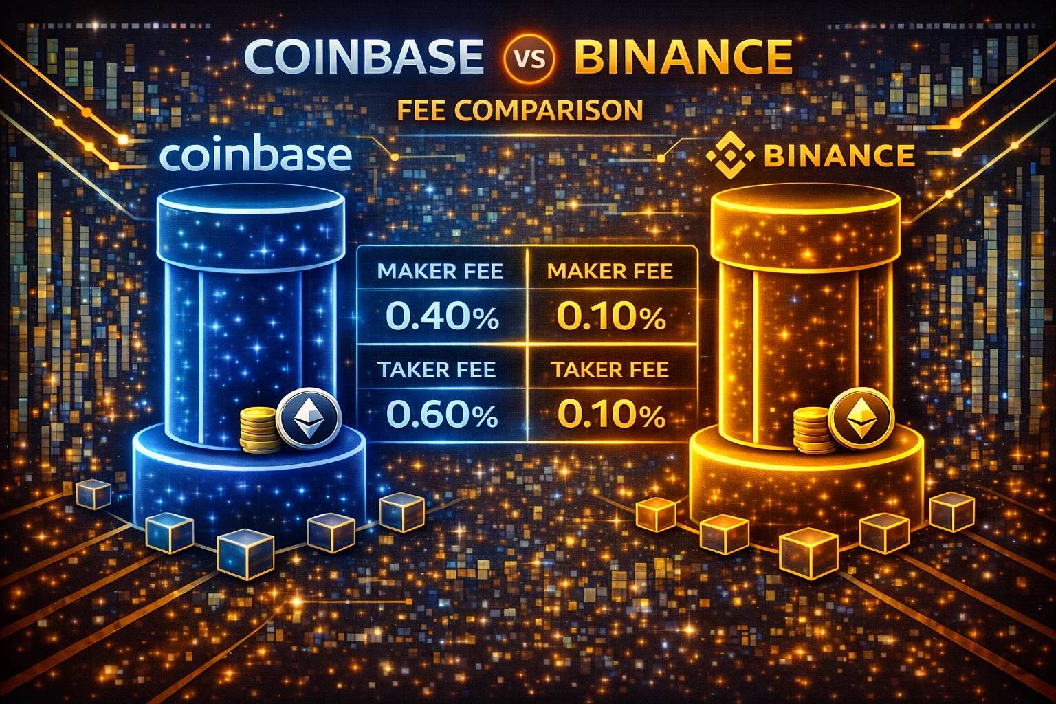 Trading fee comparison chart between Coinbase and Binance