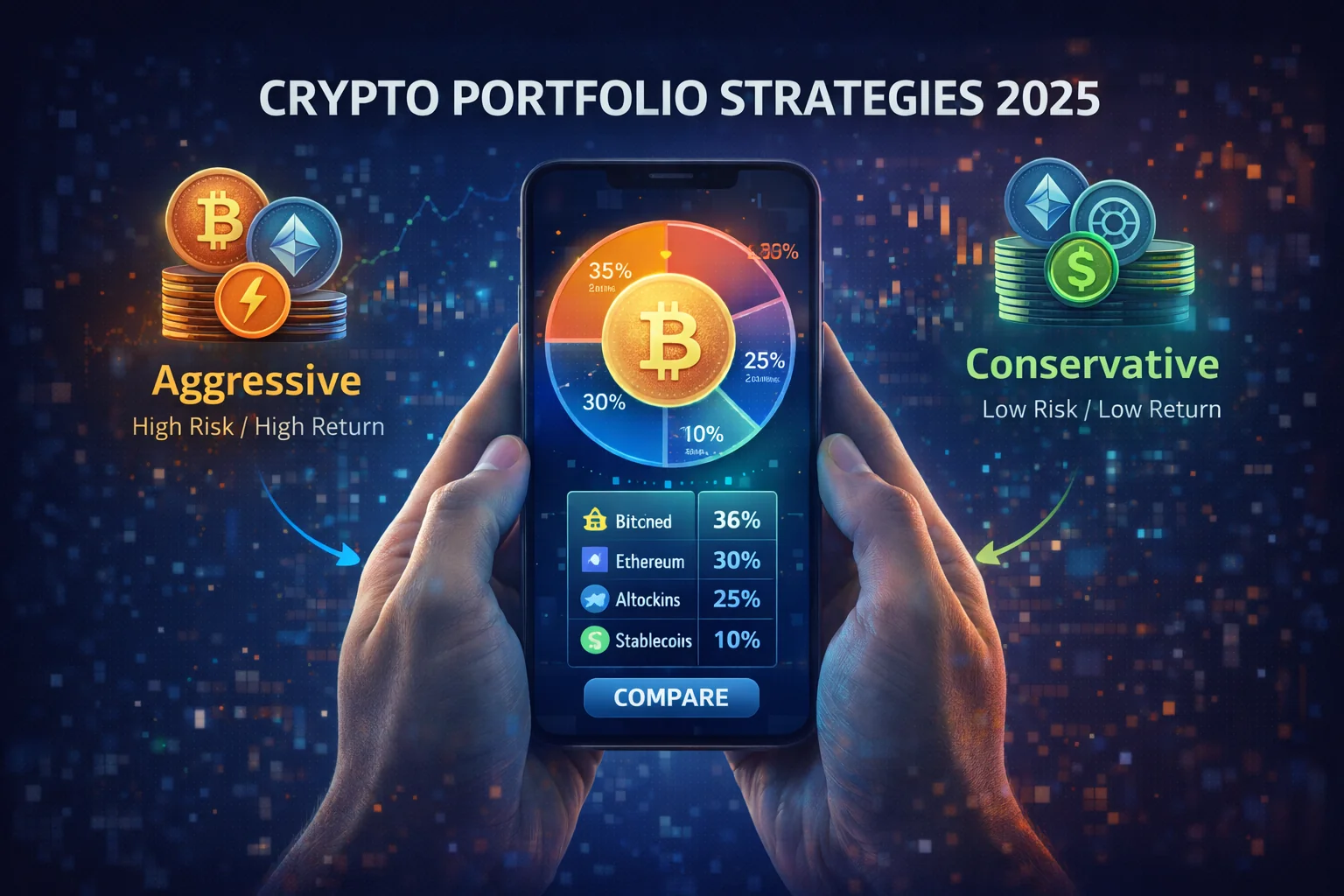 Crypto portfolio strategies: allocation models, risk levels, and returns for different investor profiles