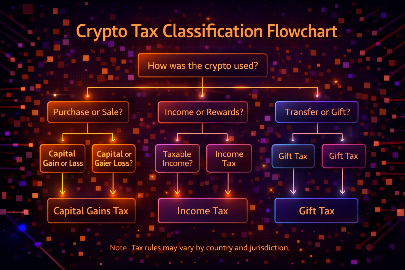 Flowchart showing how different crypto activities are classified for tax purposes