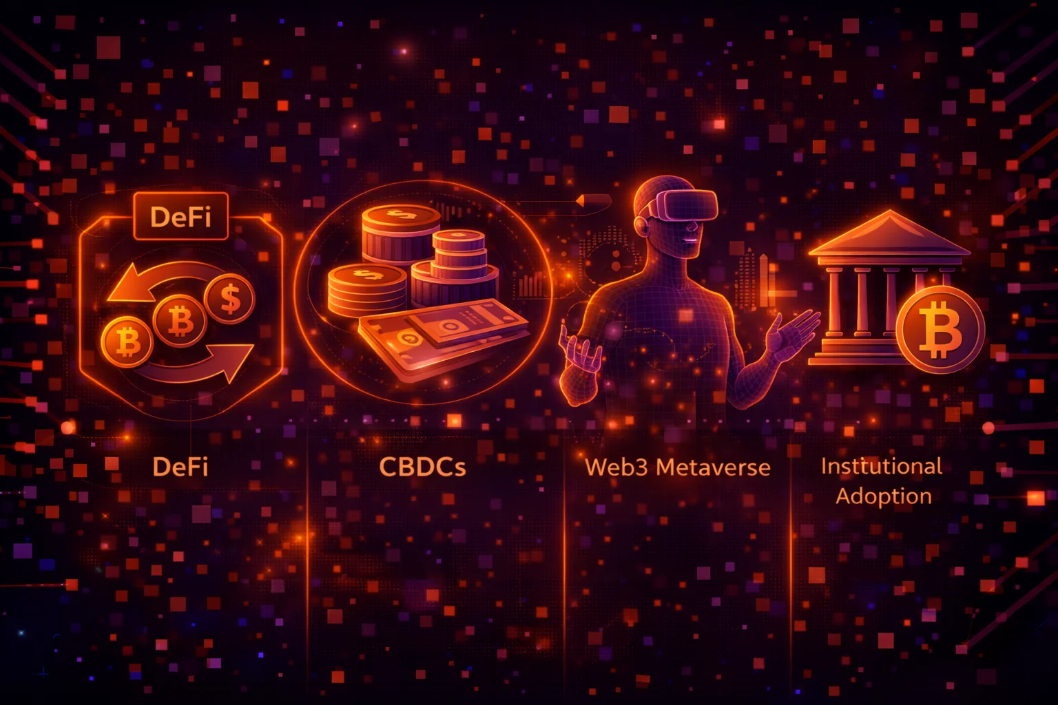Infographic showing major cryptocurrency trends and market developments in 2025