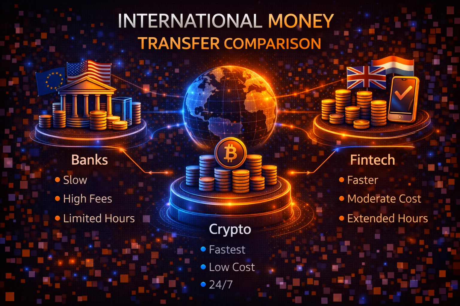 International money transfer services comparison showing fees, exchange rates, and transfer speeds across different providers