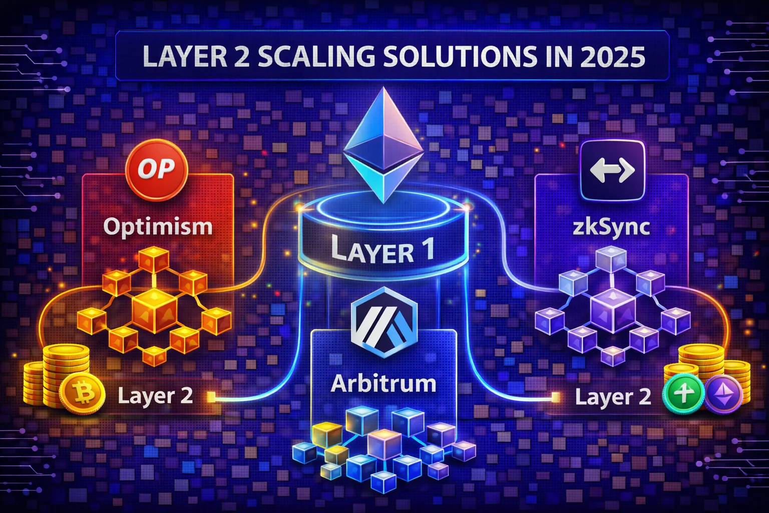 Layer 2 scaling solutions comparison showing rollup, sidechains, and state channels for Ethereum scaling