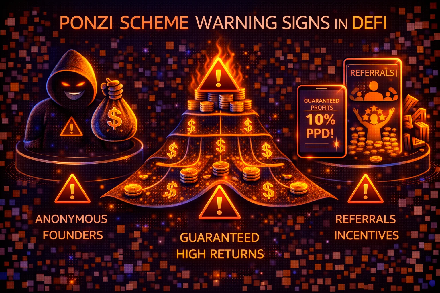 Warning signs of Ponzi schemes and unsustainable yields in DeFi projects
