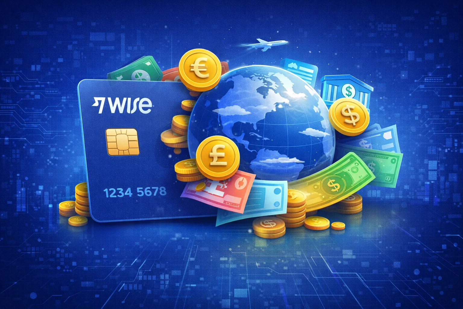 Wise multi-currency account interface showing balance management and currency conversion