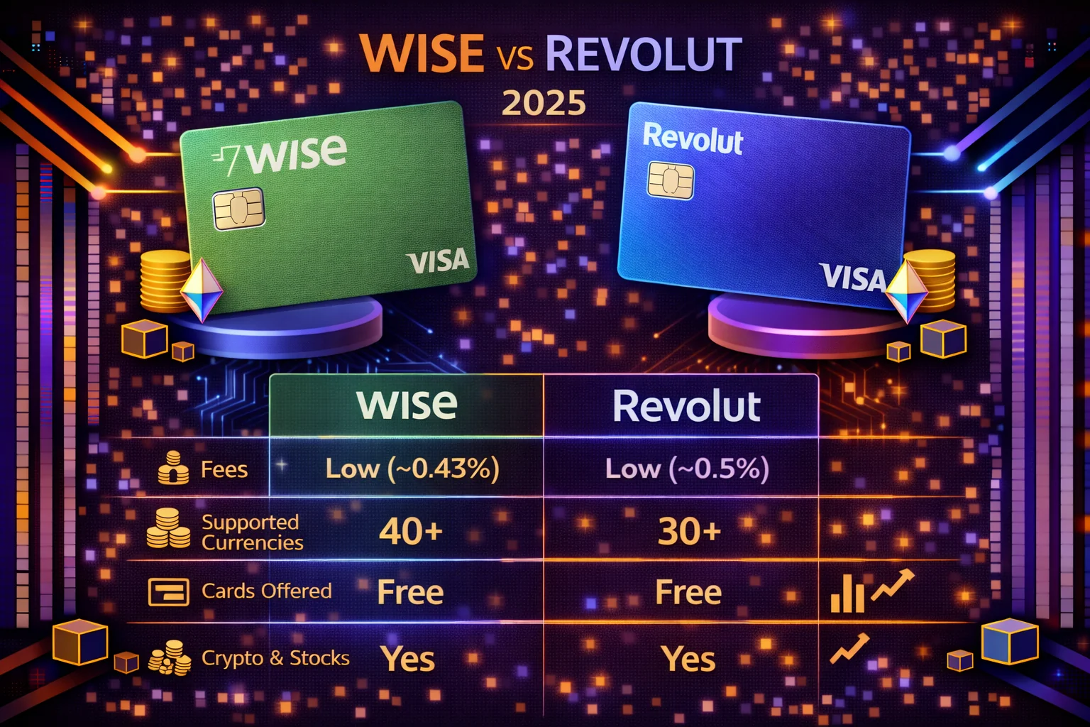 Wise vs Revolut comparison 2025 - comprehensive analysis of fintech platforms. For international payments and banking