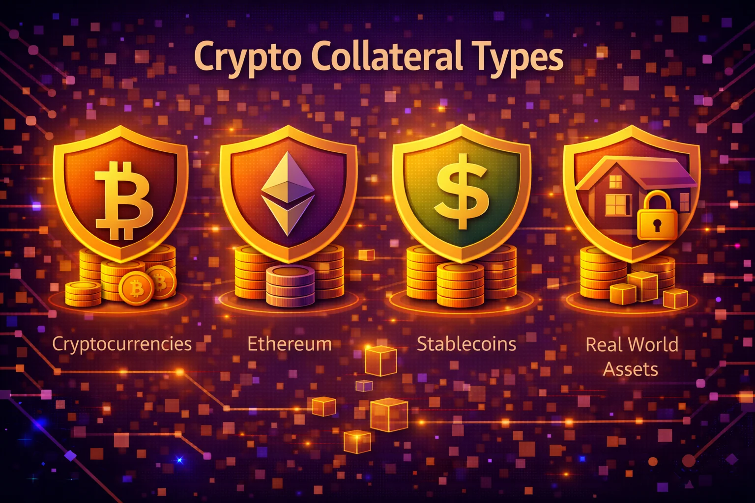 Infographic showing different tiers of cryptocurrency collateral from Bitcoin to altcoins
