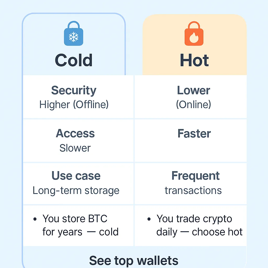 Cold vs Hot Wallets Infographic